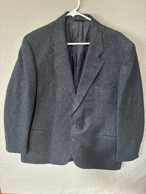 Vintage Perry Ellis for Kaps 46S Gray Wool Mens Blazer Jacket Sport Coat Classic